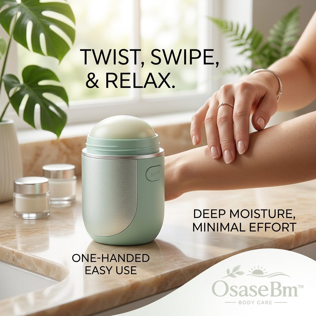 OsaseBm™ Roll-On Body Balm Stick - Mess-Free Deep Moisture Moisturizer Roller for Dry Skin, One-Handed Easy Apply Body Lotion Bar with Ergonomic Grip, Sage Green