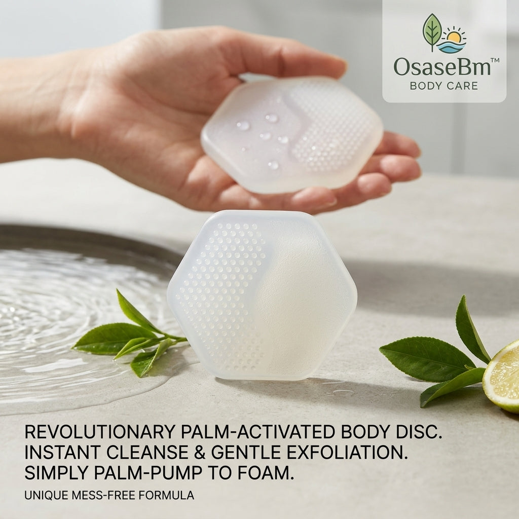 OsaseBm™ Palm-Activated Body Disc | 2-in-1 Self-Foaming Silicone Body Scrubber & Gentle Exfoliating Pad | Mess-Free Shower Sponge & Bath Massager for Deep Cleansing, Smooth Skin & Daily Spa Care