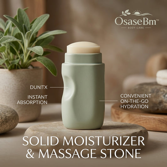 OsaseBm™ Solid Moisturizer & Massage Stone | 2-in-1 Hydrating Body Balm Stick with DUNITX™ Ergonomic Grip | Instant Absorption, On-the-Go Deep Hydration, Skin Sculpting & Body Massager for Dry Skin