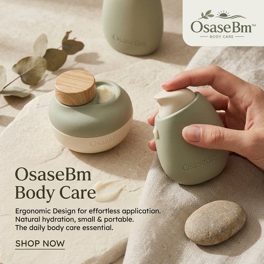 OsaseBm™ Ergonomic Body Care Set - Portable Hand & Body Lotion Dispenser & Moisturizing Cream Jar with Natural Wooden Lid | Daily Travel-Friendly Hydrating Skincare Duo for Smooth Skin | Aesthetic Sage Green Gift Set